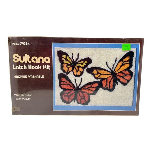 Sultana Art Sultana Latch Hook Kit Butterflies 2x27 Acrylic Yarn